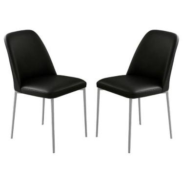 Imagem de Conjunto 2 Cadeiras Londres Couro Preto Metal Champanhe - Gonçalves De