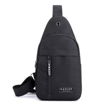 Imagem de Bolsa Mochila Impermeável Transversal Crossbody Pochete De Peito Portátil Alça única Ajustável Preto