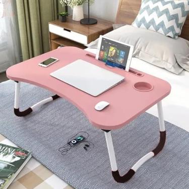 Imagem de Mesa Cama Notebook Portátil Dobrável Home Office Infantil Quarto Cama Sala Multiuso(ROSA)