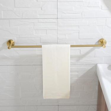 Imagem de Conjunto de banheiro dourado escovado - Toalheiro de parede com suporte para papel higiênico - Acessórios de aço inoxidável, barra de toalha individual