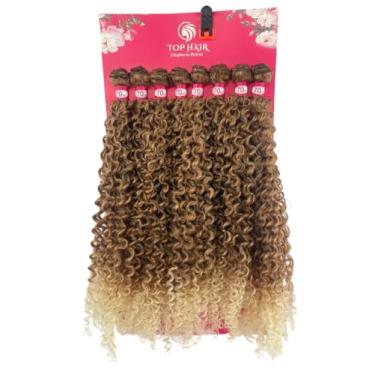 Imagem de Cabelo Cacheado Fibra Bio Humano 70cm 300g 8Telas Top Hair (T30/613 mel+ponta loira)