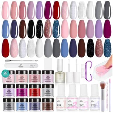 Imagem de beetles Gel Polish Kit De Unhas Com 36 Peças Pó Para Imersão Beetles, 20 Cores Nude Rosa Azul Glitter, Conjunto Base Top Coat Ativador Pincel Protetor Manicure Artística Coleção Modern Muse