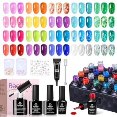 Imagem de beetles Gel Polish Kit De Esmalte Em Neon Jelly, 20 Cores, Glitter Olho Gato, Verão, Uv, Led, Rosa, Laranja, Azul, Raio Sol, Com Base Fosca, Top Coat Para Amantes Da Arte Diy E Profissionais