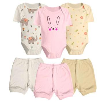Imagem de Kit Body Estampado E Short Liso 6 Pçs Algodão Roupa De Bebê - Koala Ba