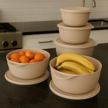 Imagem de Kit 5 Potes Plastico Redondos Bowl Cozinha Marmita Livre Bpa - Casa Be