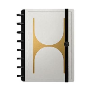 Imagem de Caderno de Disco ISCOOL Capa Dura Monograma Minimal Perfil P Ouro Letra (Letra H)