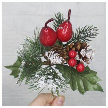Imagem de 1 Ramo Pera Decoração Natal Artificial Com Detalhes Branco 17cm - Gici