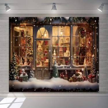 Imagem de Fundo de fotografia de Natal, 3 x 2,4 m, vinil, loja de brinquedos, pano de fundo, galpão de madeira, árvore de Natal, cenário de neve, cenário de fotografia, pano de fundo, para festa de Natal, Ano