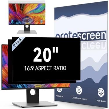 Imagem de [Pacote com 2] Filtro de tela de privacidade de computador de 50 cm para monitor widescreen 16:9, proteção ocular removível, filtro de luz azul antirreflexo, protetor de tela antiarranhões, filme