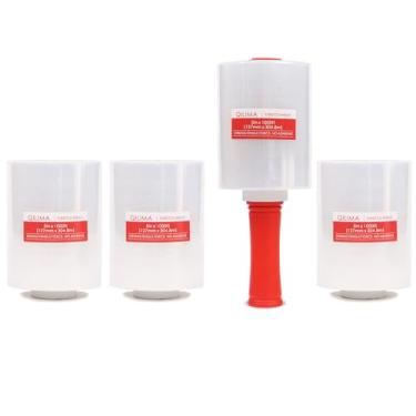 Imagem de QILIMA Mini película de plástico transparente industrial, calibre 80 de espessura para movimento, envoltório de paletes - embalagem autoaderente, película retrátil resistente, 12,7 cm x 304,8 m