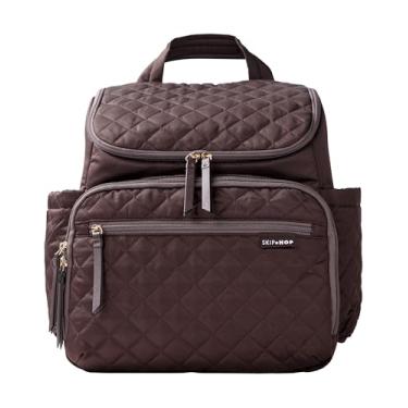 Imagem de Skip Hop Mochila para fraldas: Forma, bolsa de viagem multifuncional para bebês com trocador e acessório de carrinho de bebê, chocolate