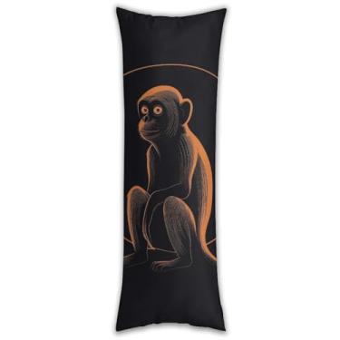 Imagem de Capa de travesseiro de corpo com desenho de linha macaco ultra macia respirável longa fronha de cama decorativa 137 x 50 cm com zíper oculto capas de almofada para sofá de quarto
