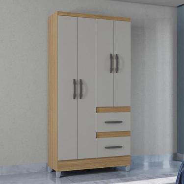 Imagem de Guarda Roupa Solteiro 4 Portas 2 Gavetas com Pés Capri Poquema, Damasc
