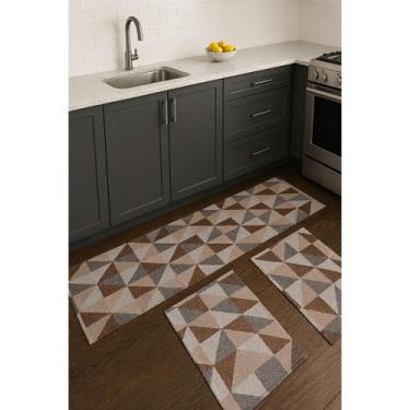 Imagem de Kit De Tapete E Passadeira Cozinha 3 Peças Antiderrapante - Lolijú Enx