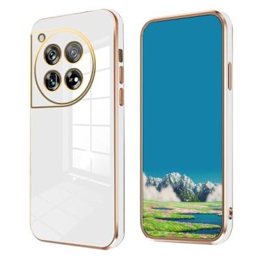 Imagem de Anlalish Compatível com OnePlus 12R capa de silicone OnePlus 12R capa de telefone 0,3 mm Funda fofa fina chapeamento acessórios de proteção para câmera capa à prova de choque (branca)