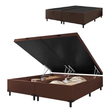Imagem de Cama Box Com Baú King 1,93m Prince Suede Marrom Marrom