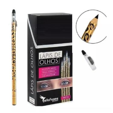 Imagem de Kit 12 Lápis De Olhos Apontador Bella Femme Onça Preto