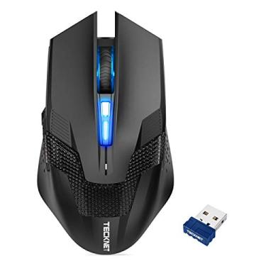 Imagem de TECKNET Mouse sem fio USB ergonômico óptico sem fio com 8 botões, vida útil da bateria de 24 meses, rastreamento óptico de 4800 DPI, 5 DPI ajustáveis de alta precisão para PC/Mac/Laptop