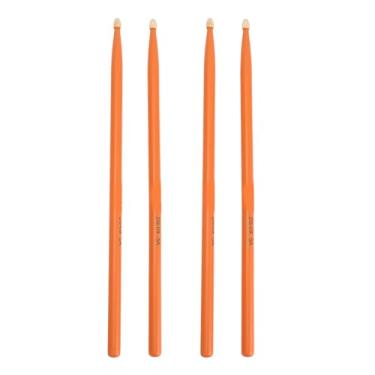 Imagem de Baquetas De Madeira 5A Colorido Sturdy Maple Madeira Drum Set Prática Baquetas para Crianças Adultos Iniciantes Juventude Rock Bandas Bateristas Jogando 2 Pares 40,5 cm (Laranja e amarelo)