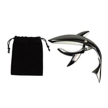Imagem de YIJU Capotraste Shark para guitarra, portátil, acessório para guitarra, capotraste de mola de liga de zinco, para violões clássicos, bandolim, baixo, Preto