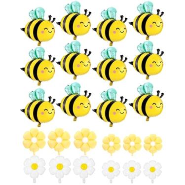 Imagem de Soulchen 24 Pcs Bee Balloons and Daisy Flower Balloons for Daisy Bee Theme Birthday Baby Shower Wedding Honeycomb Sunflower Honeybee Spring Party Decorations Supplies