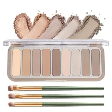 Imagem de Berinist Paleta de sombras fosca de 9 cores, paleta de maquiagem de sombra nude natural altamente pigmentada, ultra-misturável, paleta de sombra de longa duração com 3 pincéis de sombra para mulheres