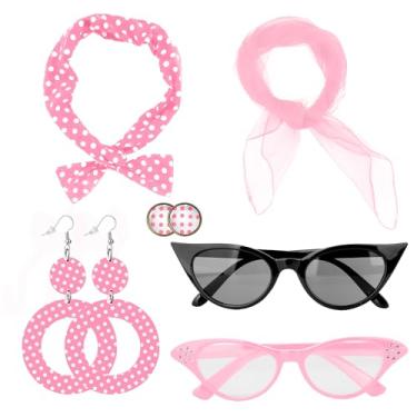 Imagem de 1950s Pink Ladies Halloween Costume for Women - Cat Costume Accessories, Bandana, Funny Outfits