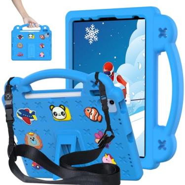 Imagem de YRH Capa infantil para iPad A16 28 cm 2025, com alça de suporte, capa à prova de choque de EVA, azul