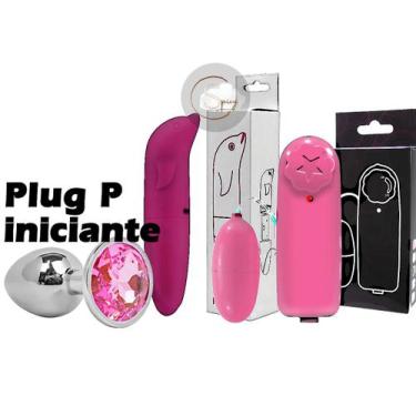 Imagem de kit golfinho vibrador feminino ponto g + bullet + plug anal joia peque