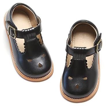 Imagem de Otter MOMO Sapato social feminino Mary Jane com tira em T uniforme escolar, D757-preto, 7 Toddler