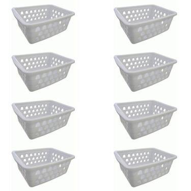 Imagem de Kit 8 Cesto Organizador Multiuso  Médio Branco 0593 Uninjet