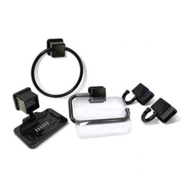 Imagem de Kit Acessórios Para Banheiro Linha Caribe C/ 5 Pçs Preto - Arqplast