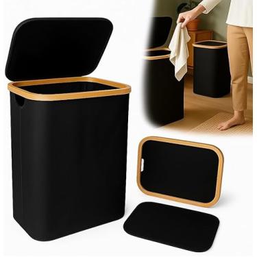 Imagem de Cesto Dobravel Organizador Multiuso Com Tampa Para Roupa Suja Brinquedos Livros Grande 70 Litros