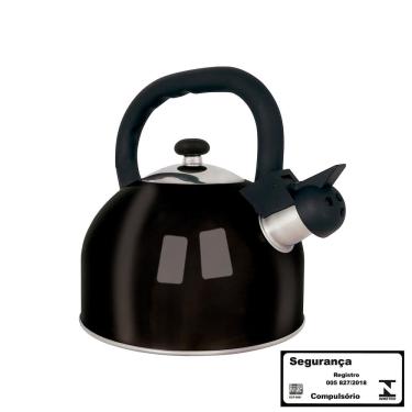 Imagem de Chaleira Aço Inox 2,5 Litros Mattina - Preto