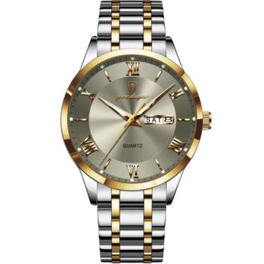 Imagem de Relógio masculino analógico quartzo á prova d´agua em aço inoxidável