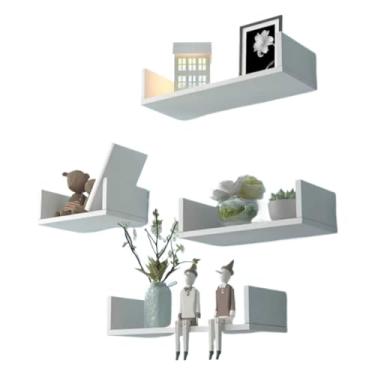 Imagem de Kit 4 Prateleiras Nicho Em U 20cm 30cm 40cm 50cm Preto/Branco Decoração Sala Cozinha Quarto(Branco 4 U 20/30/40/50)