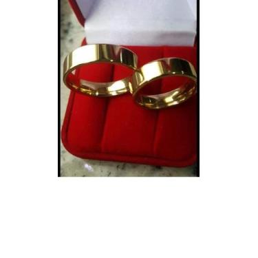 Imagem de Aliança Reta casamento o Par Banhada a Ouro 18 k Com 03 anos de Garant