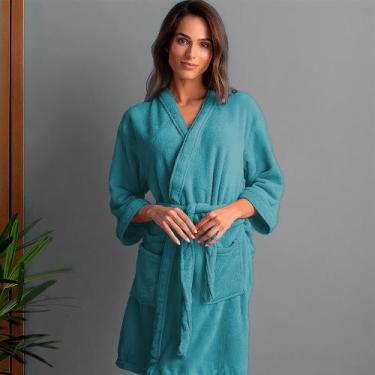 Imagem de Roupão Plush Microfibra Kimono Unissex  Atlântica Tamanho M - Emcompre