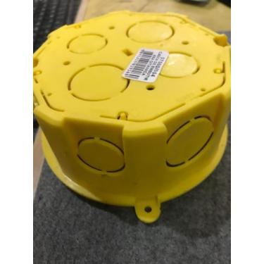 Imagem de Kit de 5 caixas de Luz oitavadas de PVC Amarela par embutir no teto - 