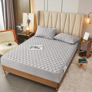 Imagem de Protetor de colchão para cama king / queen respirável macio sem ruído capa contra poeira com bolso profundo para casa, hotel-cinza||California King: 200 x 221 cm (conjunto de 3 peças)