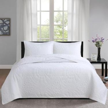 Imagem de Capa De Cama De Casal 240 X 260 Cm Colcha Acolchoada 100% Algodão Com 2 Fronhas, Manta De Cama Macia E Confortável, @9, 240x260cm