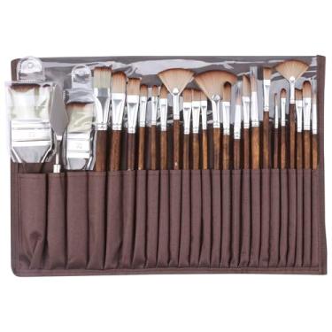 Imagem de Conjunto de 25 pincéis artísticos, ergonômicos, de ponta redonda, de nylon para artistas de cabelo para aquarela, acrílico, óleo, pintura rupestre, pincéis de unhas para artistas iniciantes