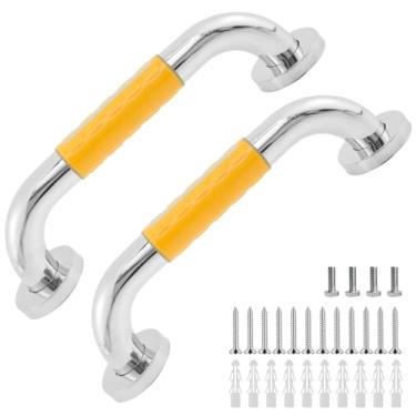 Imagem de 2 barras de apoio para chuveiro, barra de apoio de banheiro, alças antiderrapantes para idosos, alça de parede para idosos para banheira, barra de apoio de chuveiro segura, barras de apoio para