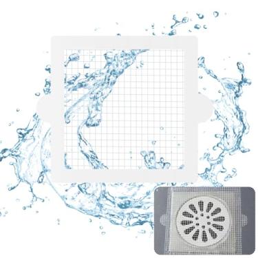 Imagem de YLMFTNU 100 peças de coletor de cabelo de ralo de chuveiro, adesivo autoadesivo de ralo de chão, adesivos de malha de ralo de chuveiro de fibra de vidro para cozinha, banheiro, lavanderia, banheira