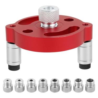 Imagem de LZVXTYM Gabarito de cavilha autocentrante com bucha de broca de 3/4/5/6/7/8/9/10 mm, guia de broca portátil para furos retos, localizador de perfuração de painel de madeira, ferramenta de juntas de