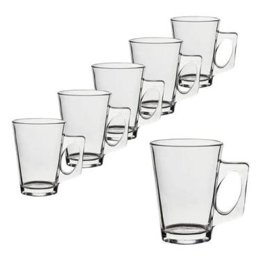 Imagem de Kit 6 Canecas Tily Xícara Vidro 265ml para Café Chá Cappuccino - WELLM