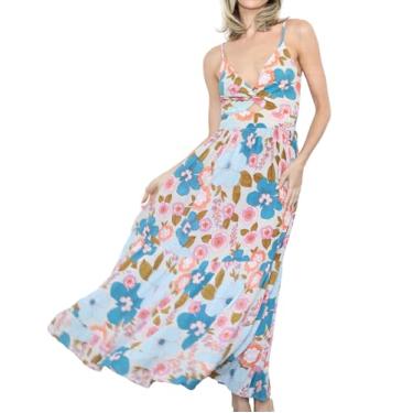 Imagem de Angie Vestido longo feminino Peekaboo em camadas, Neblina, P