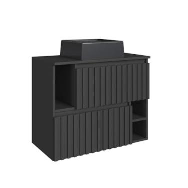 Imagem de Gabinete de Banheiro Suspenso 75cm com Cuba 2 Portas Basculante Grafite Luiza Bl1000 - Faema Móveis