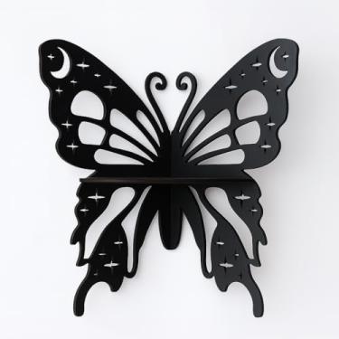 Imagem de Prateleira Borboleta Espiritual para Cristais - Prateleira de Canto Flutuante Boho Mística para Pedras, Velas, Plantas - Madeira Durável, Decoração para Sala, Quarto ou Espaço Zen
