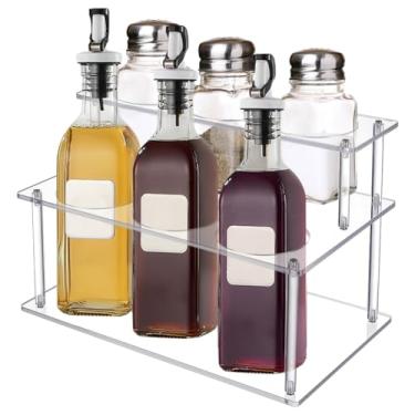 Imagem de UNICRAFTALE Rack organizador de xarope de café acrílico, 6 garrafas, 2 camadas, suporte transparente para garrafas, bancada, despensa, organizador de armazenamento de geladeira para condimentos, vinho